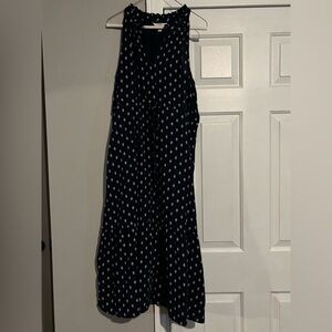 Navy Sleeveless Maxi Dress with White Pattern